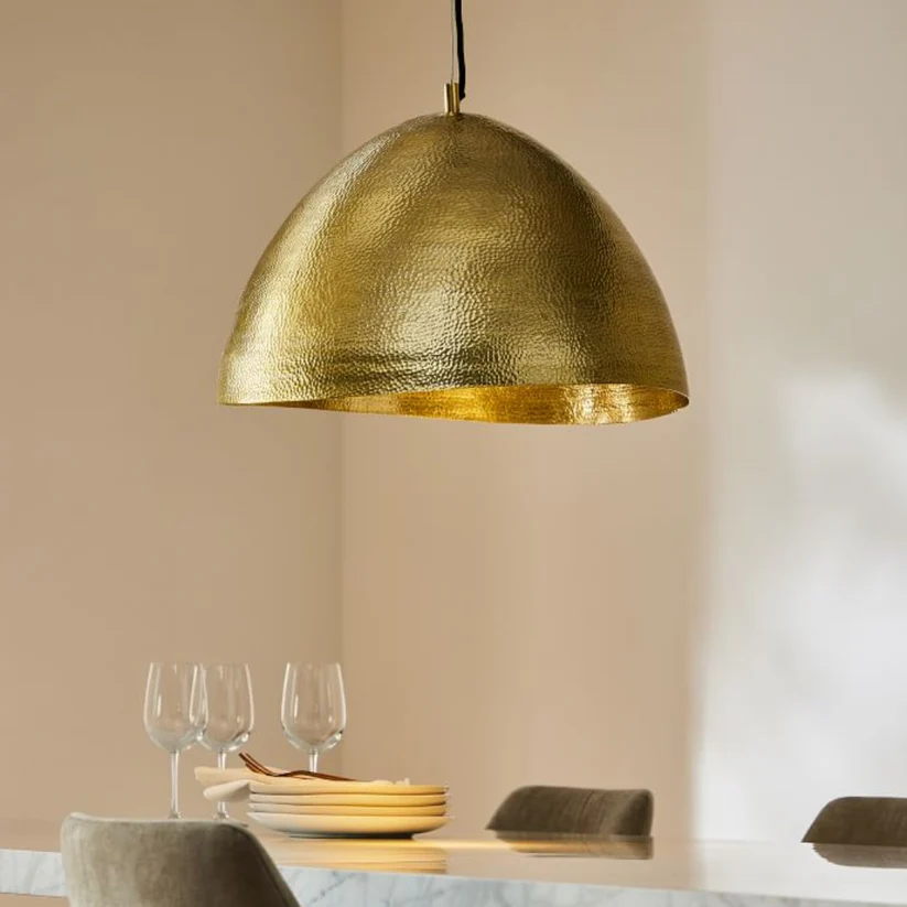Luminaire Dôme en Laiton Doré Martelé - Réf. 1815